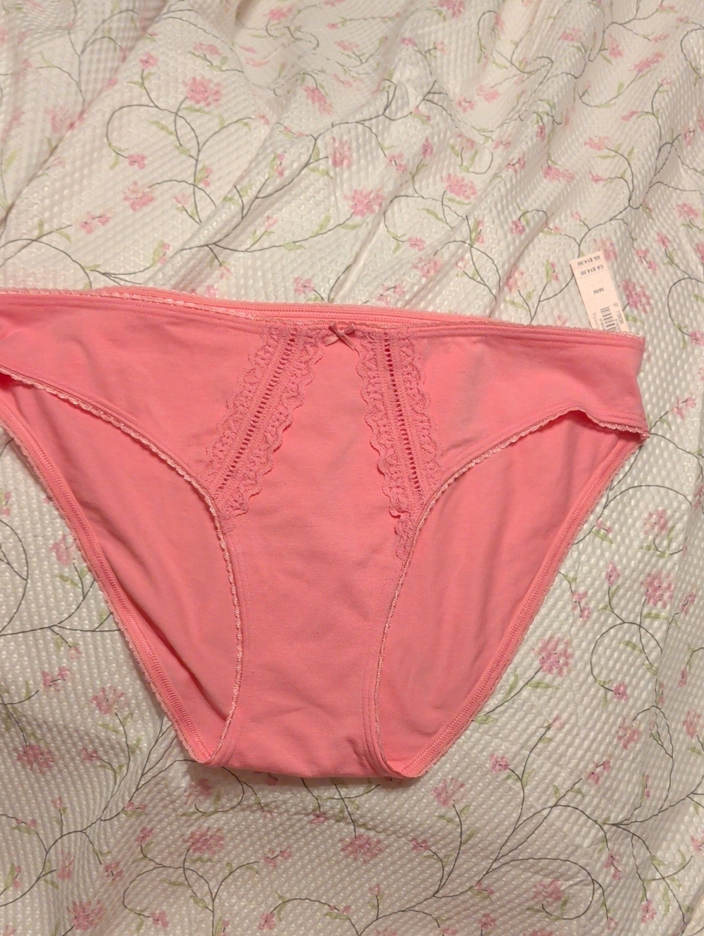 Victoria's Secret Pink Cotton Lace-Trim Brief